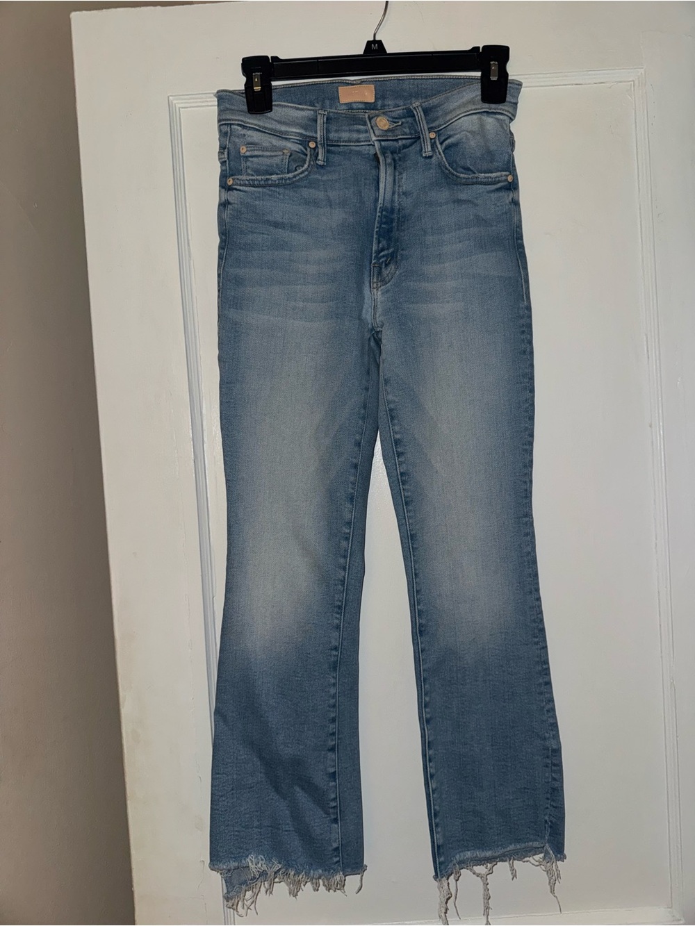 MOTHER Light Blue Women's Denim Jeans with Frayed Hem